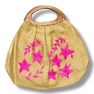 Murval Tan Tote with Pink Floral Design